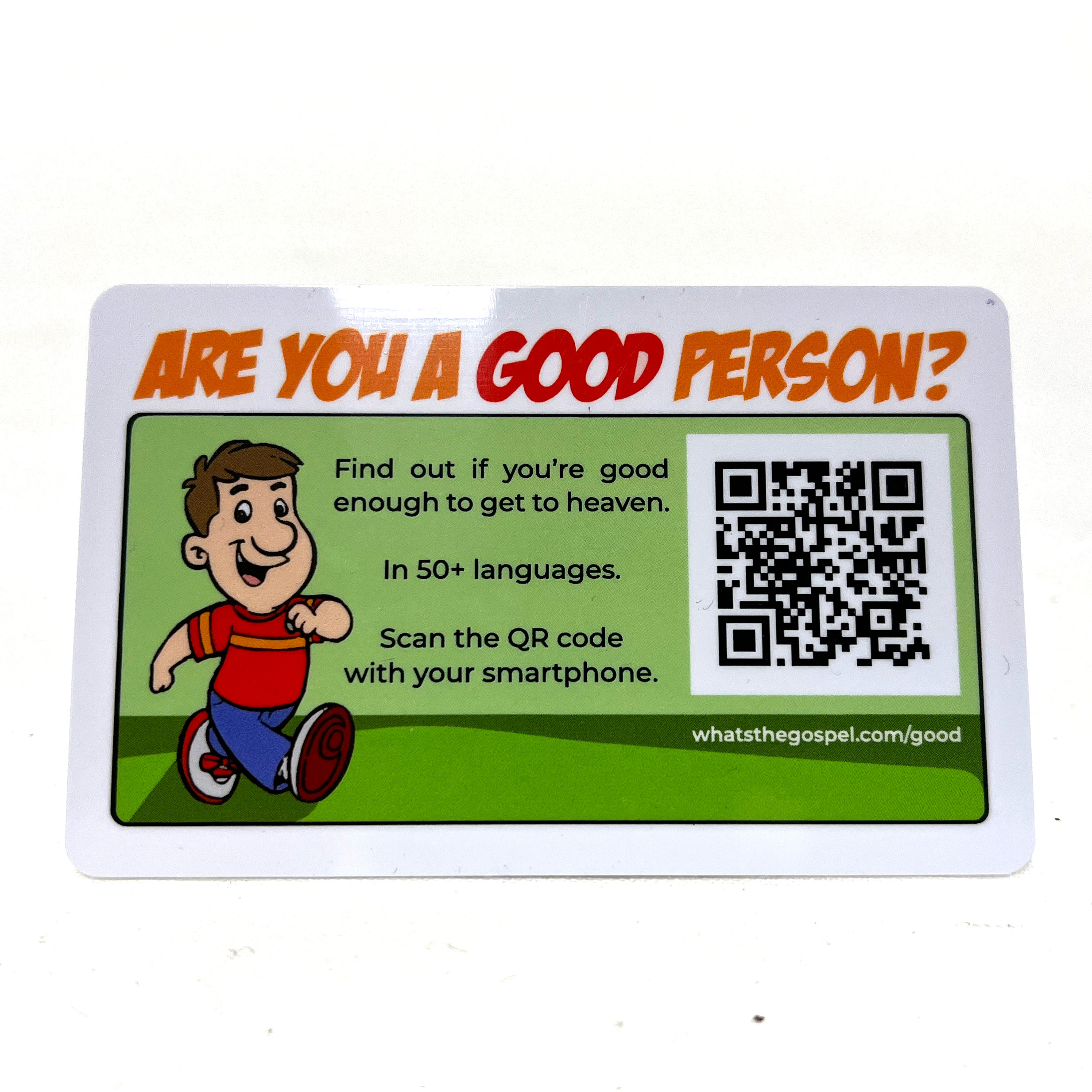 Multilingual Comic QR Card – Plastic – Evangelism Store